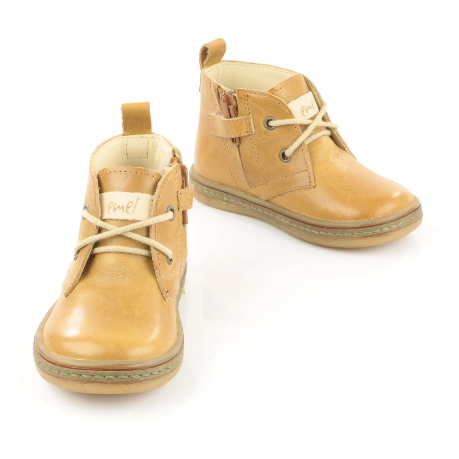 (2621-6) Emel mustard lace-up shoes with zipper