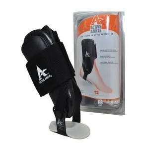 Active Ankle T2 Rigid Ankle Brace, Black, Large