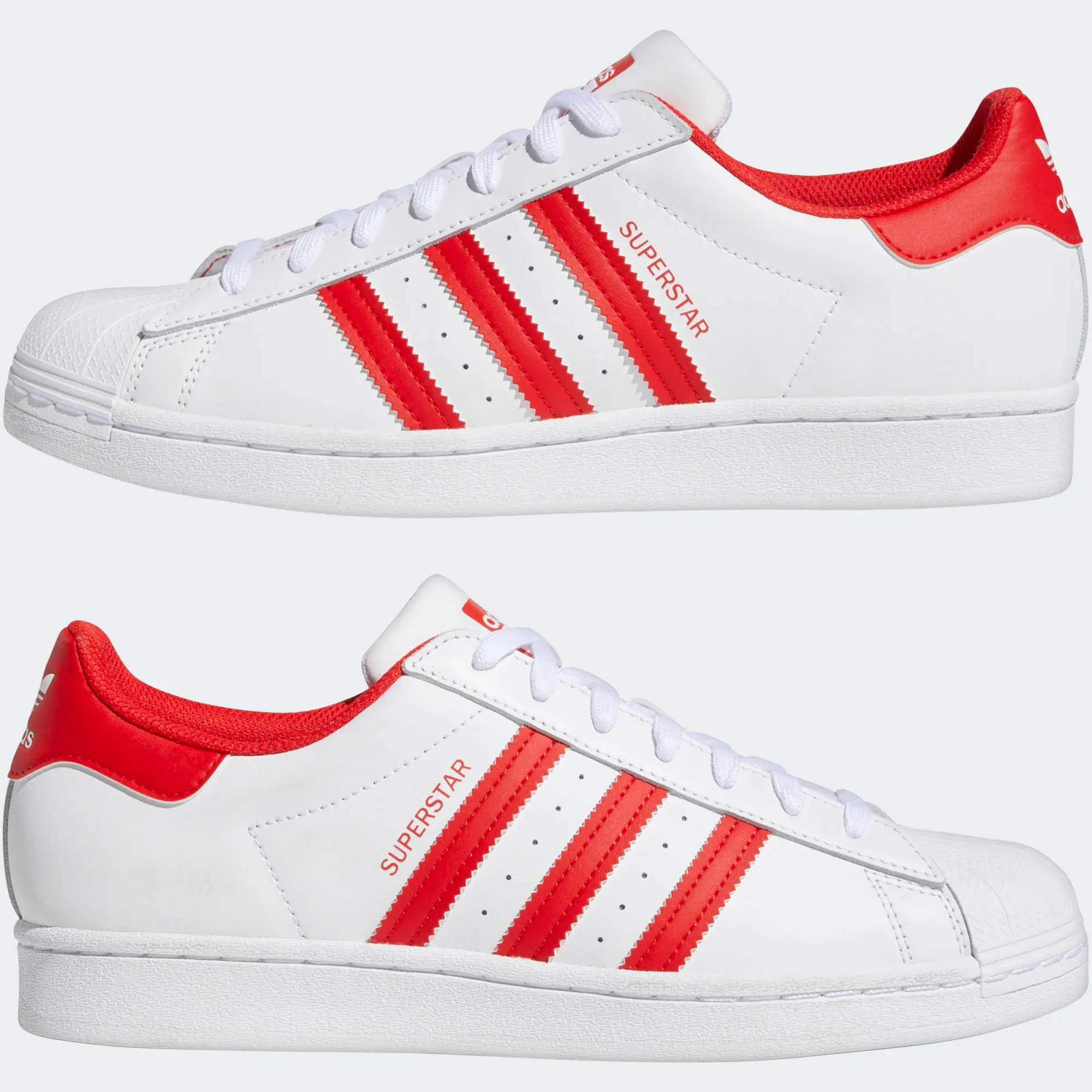 Adidas Men's Superstar Shoes - Cloud White / Vivid Red