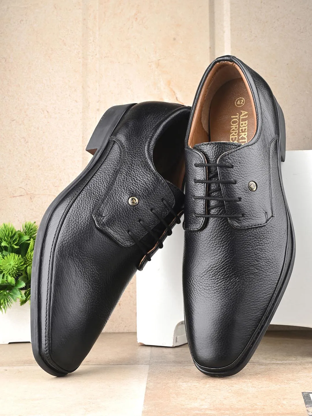 Alberto Torresi Genuine Leather Black Laceup Formal Shoes