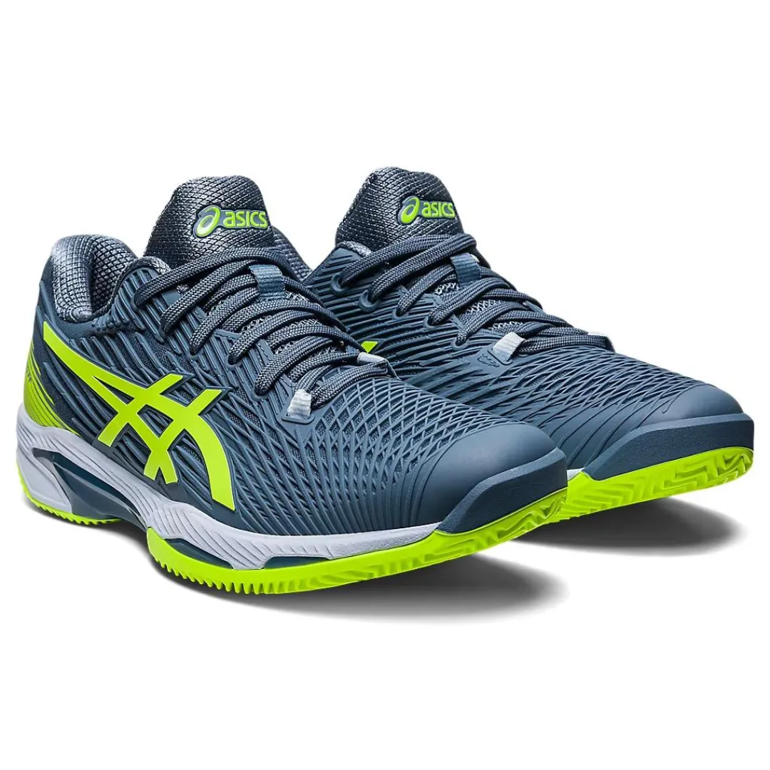 Asics Solution Speed FF 2 Clay Tennis Shoes - Steel Blue/Hazard Green