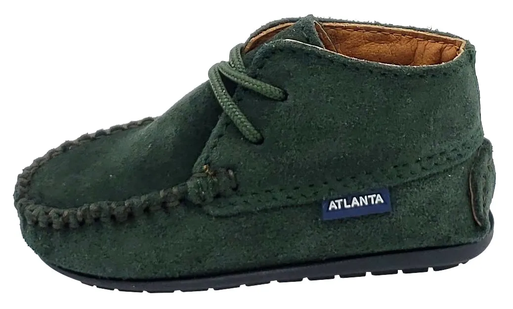 Atlanta Mocassin Girl's and Boy's Suede Booties, Hunter Green