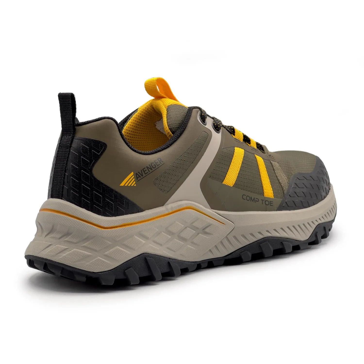 Avenger Mens Aero Trail Olive/Yellow Synthetic CT EH Work Shoes