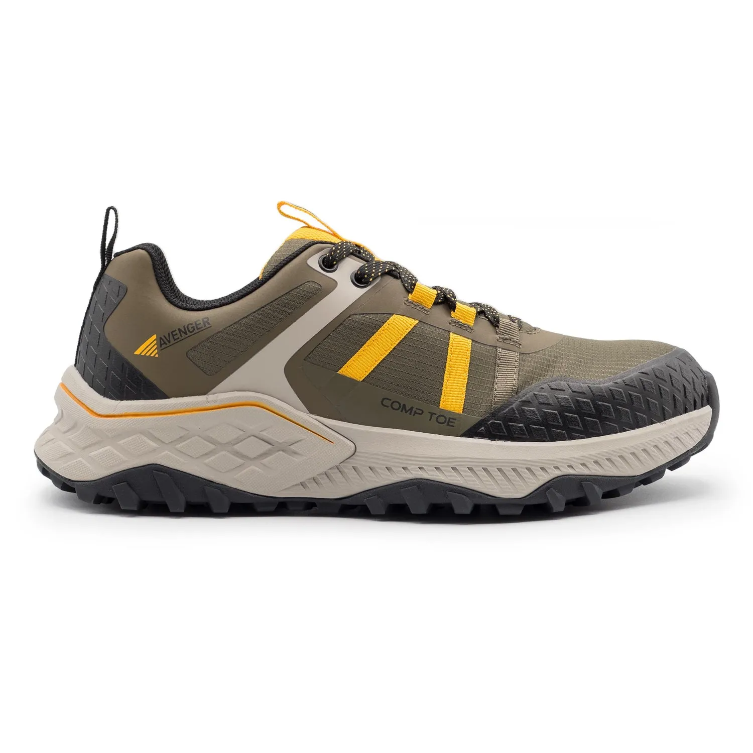 Avenger Mens Aero Trail Olive/Yellow Synthetic CT EH Work Shoes