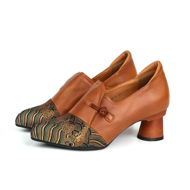 High Heel Leather Pumps: Women's Casual Shoes - Loafers AQW459