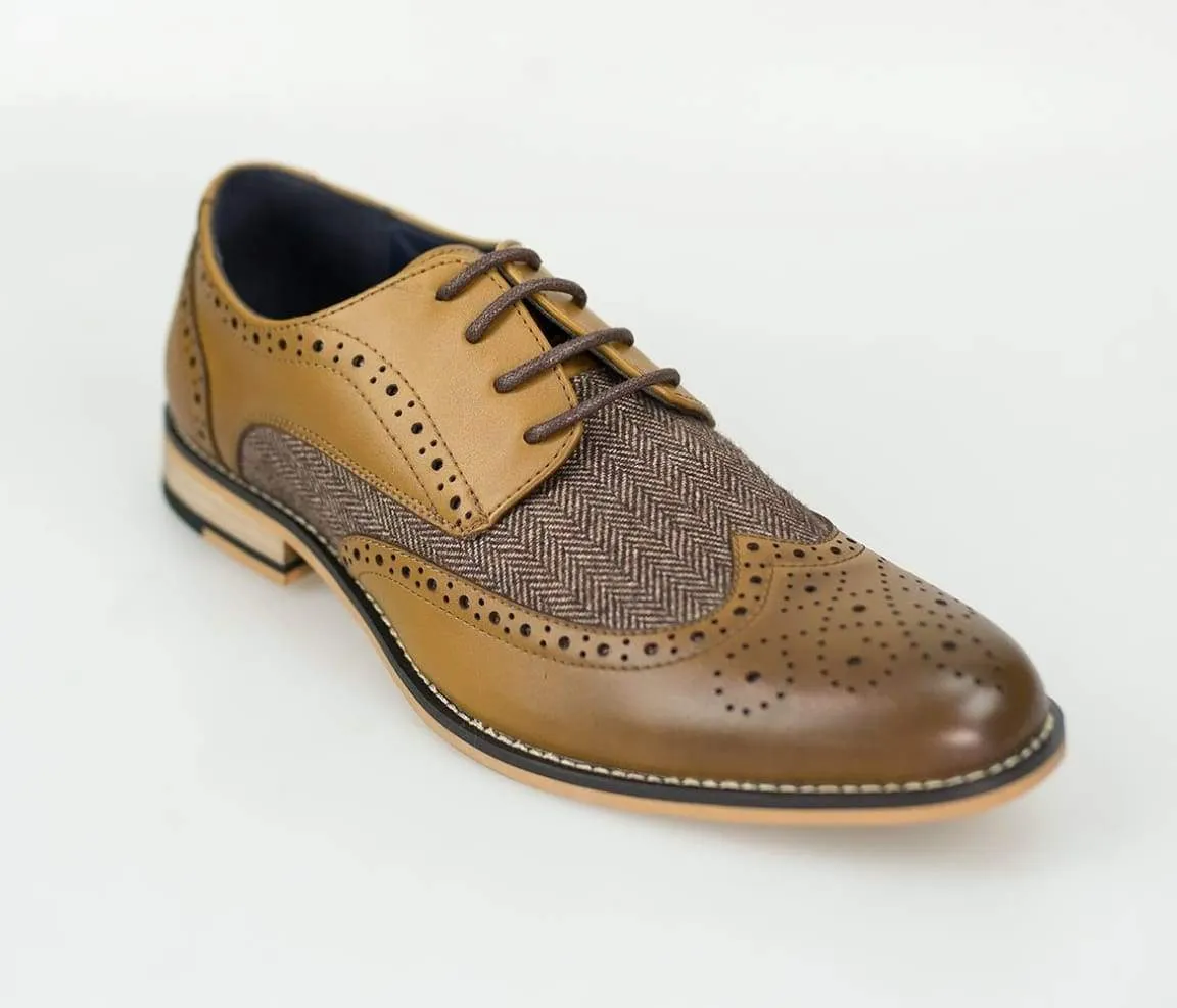 Horatio Tan Tweed Brogue Shoes