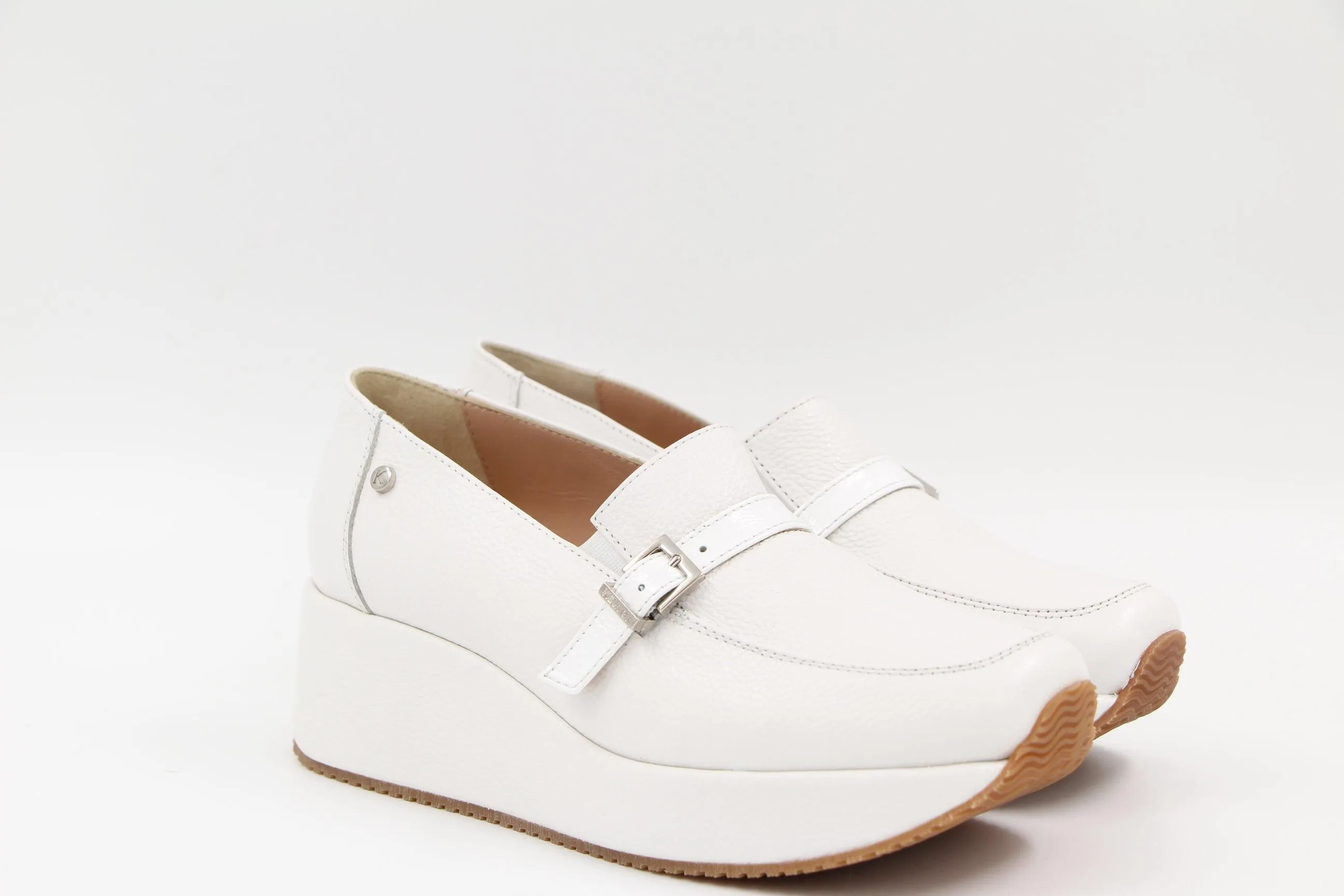 KELTON White leather Platform Loafer AFO602