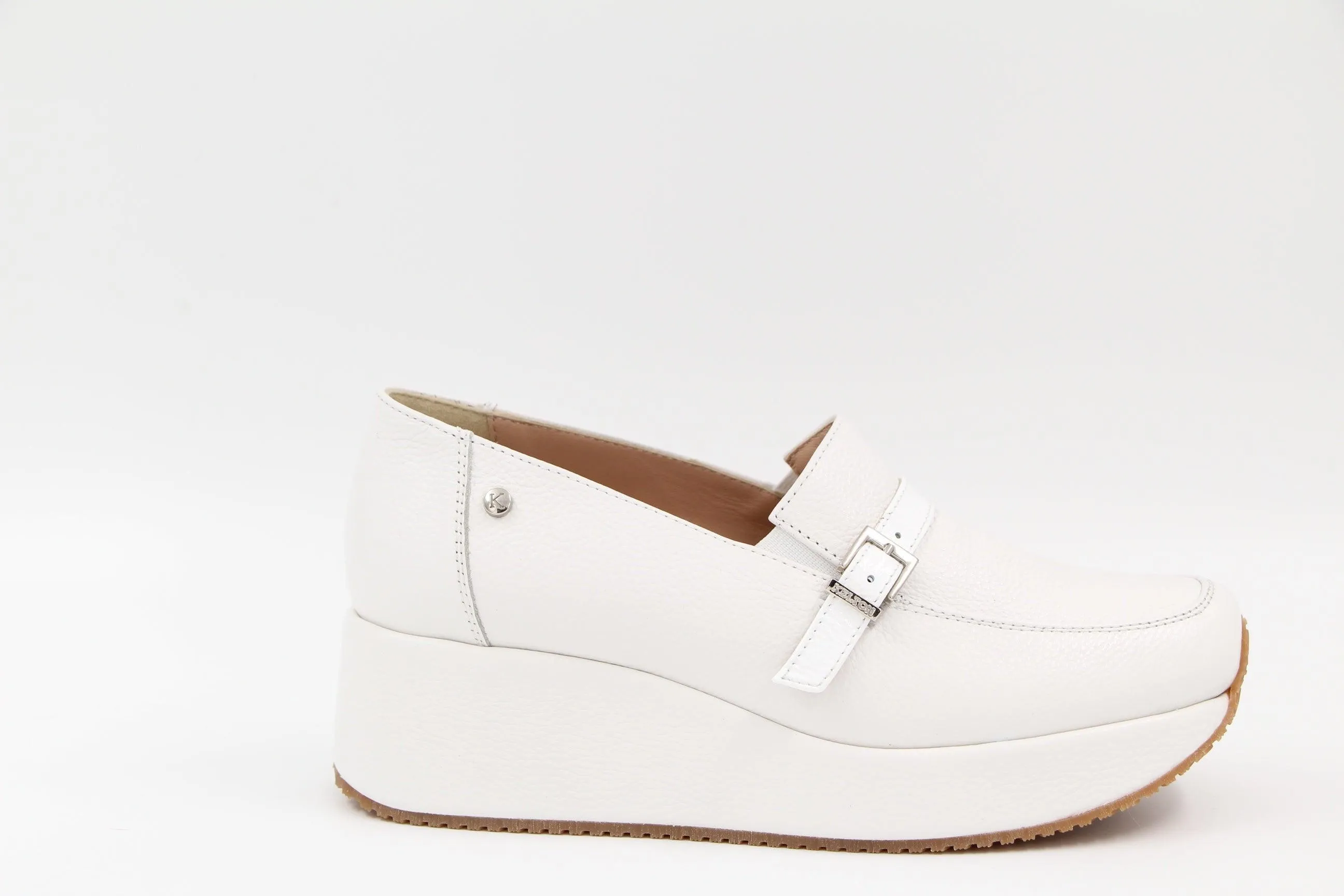 KELTON White leather Platform Loafer AFO602