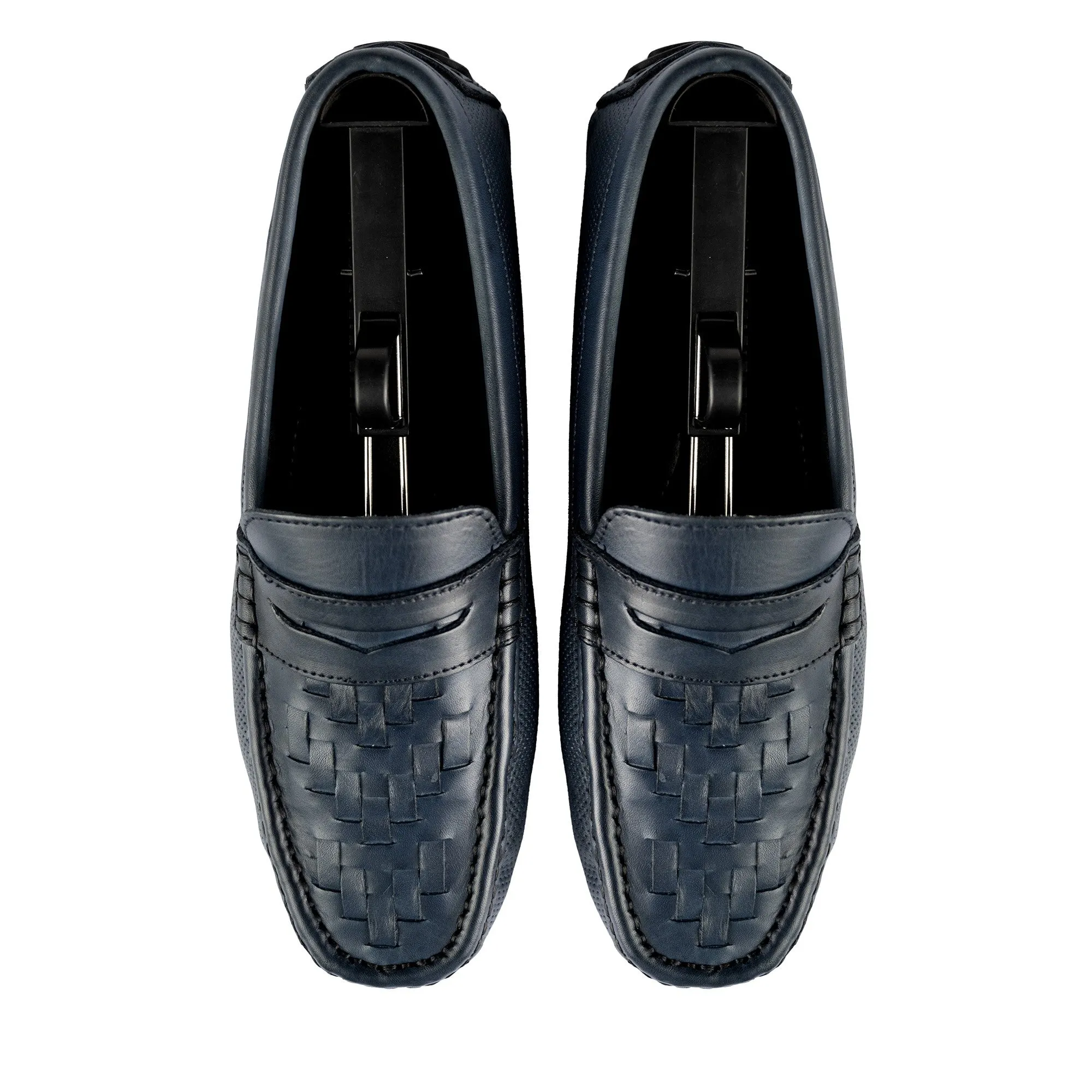 Mat Patterned Moccasin-Navy