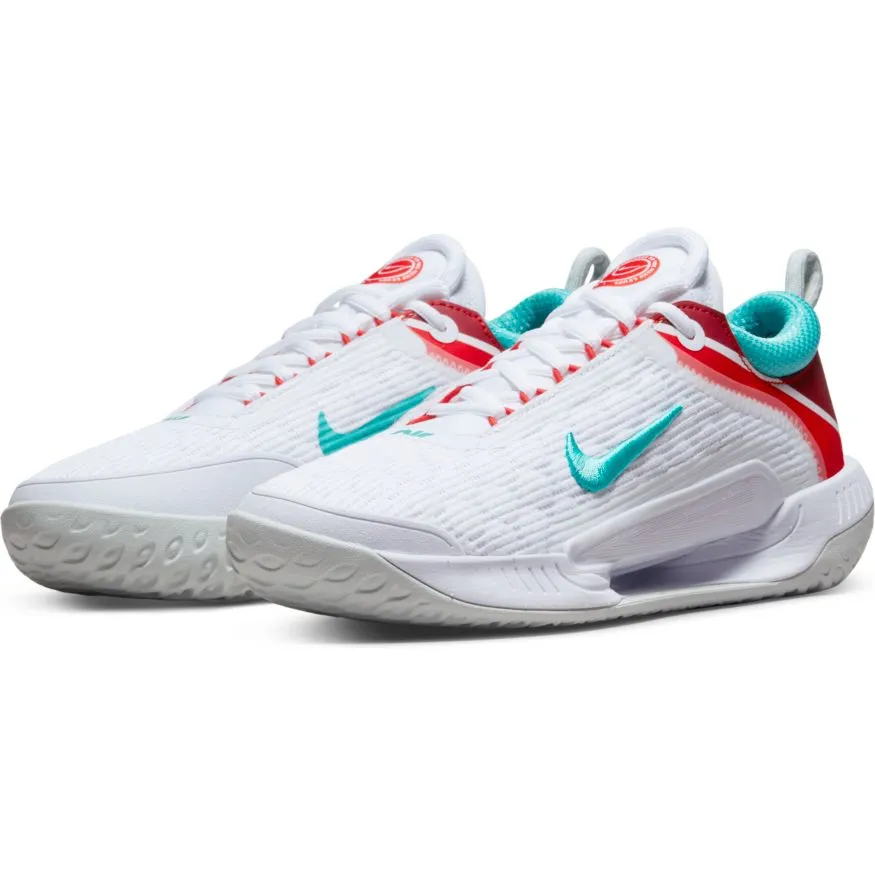 Nike Womens Court Zoom NXT Tennis Shoes - White/Washed Teal/Light Silver