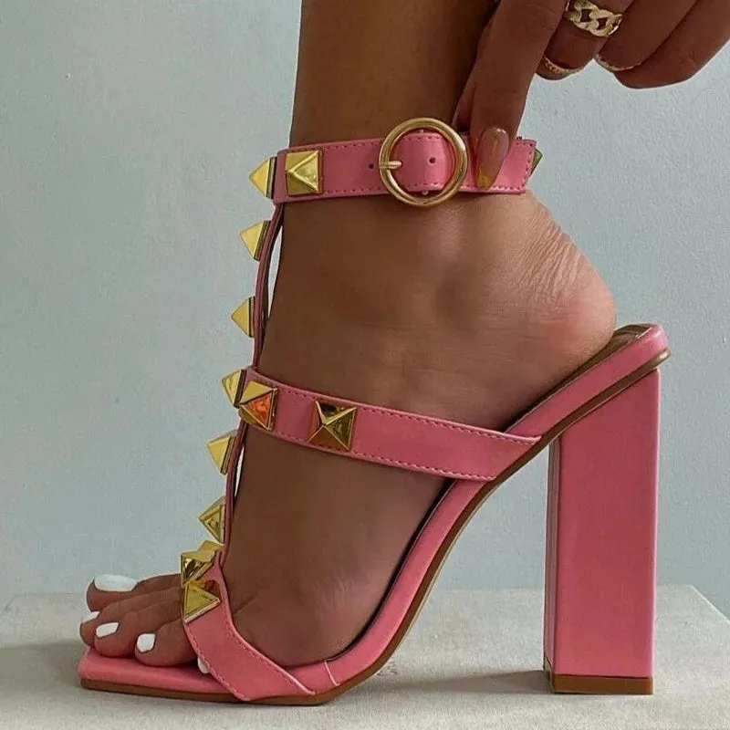 Open Toe Ankle Buckle Strap Shoes