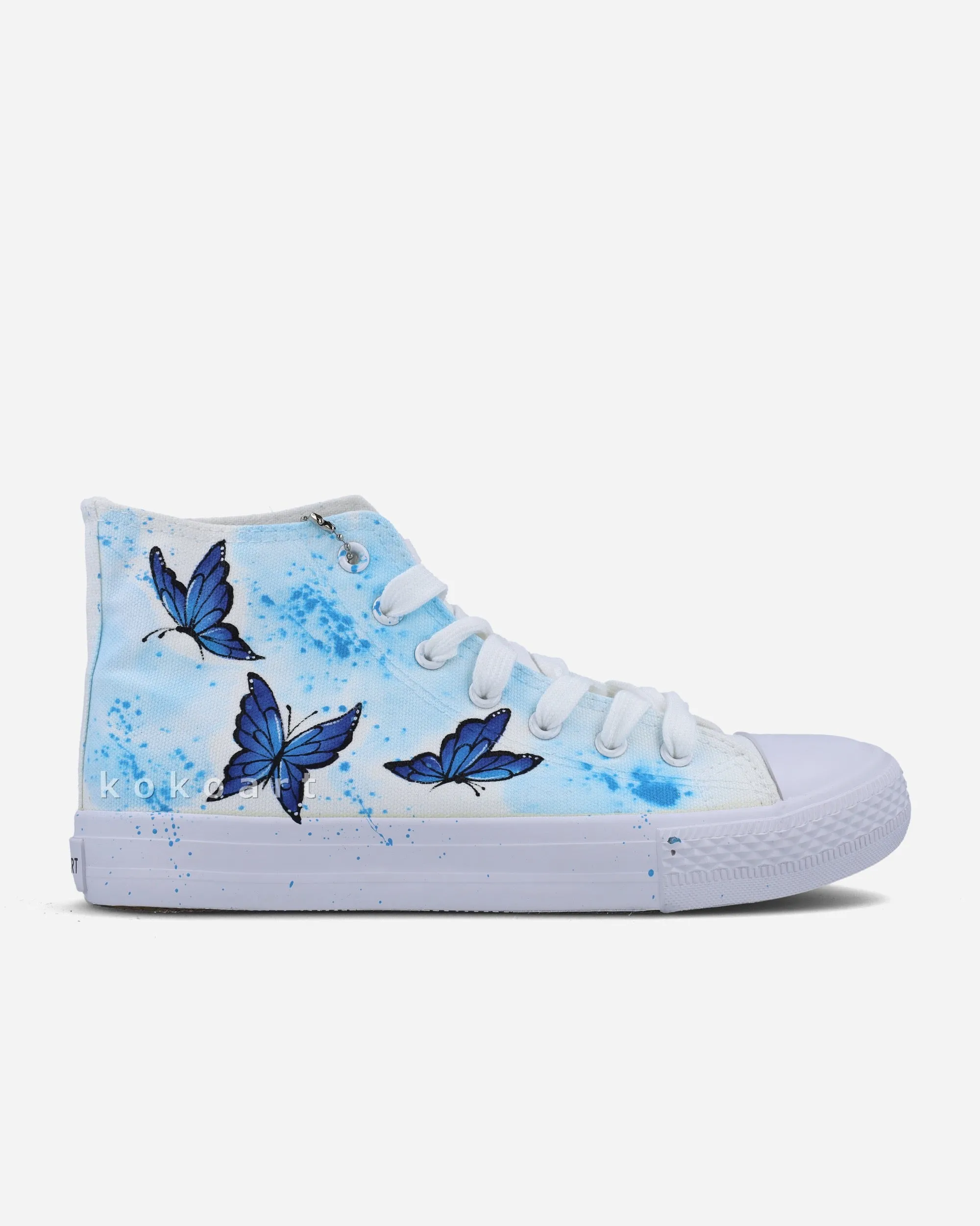 Pink and Blue Watercolour Butterflies Hand Painted Shoes