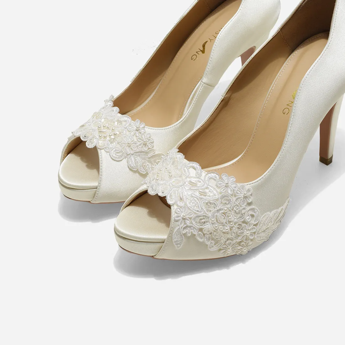 Rose Pearl White Miss Ace V2 Wedding Pumps