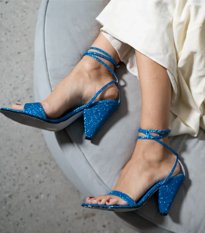 Selene Sandals in Blue Glittler