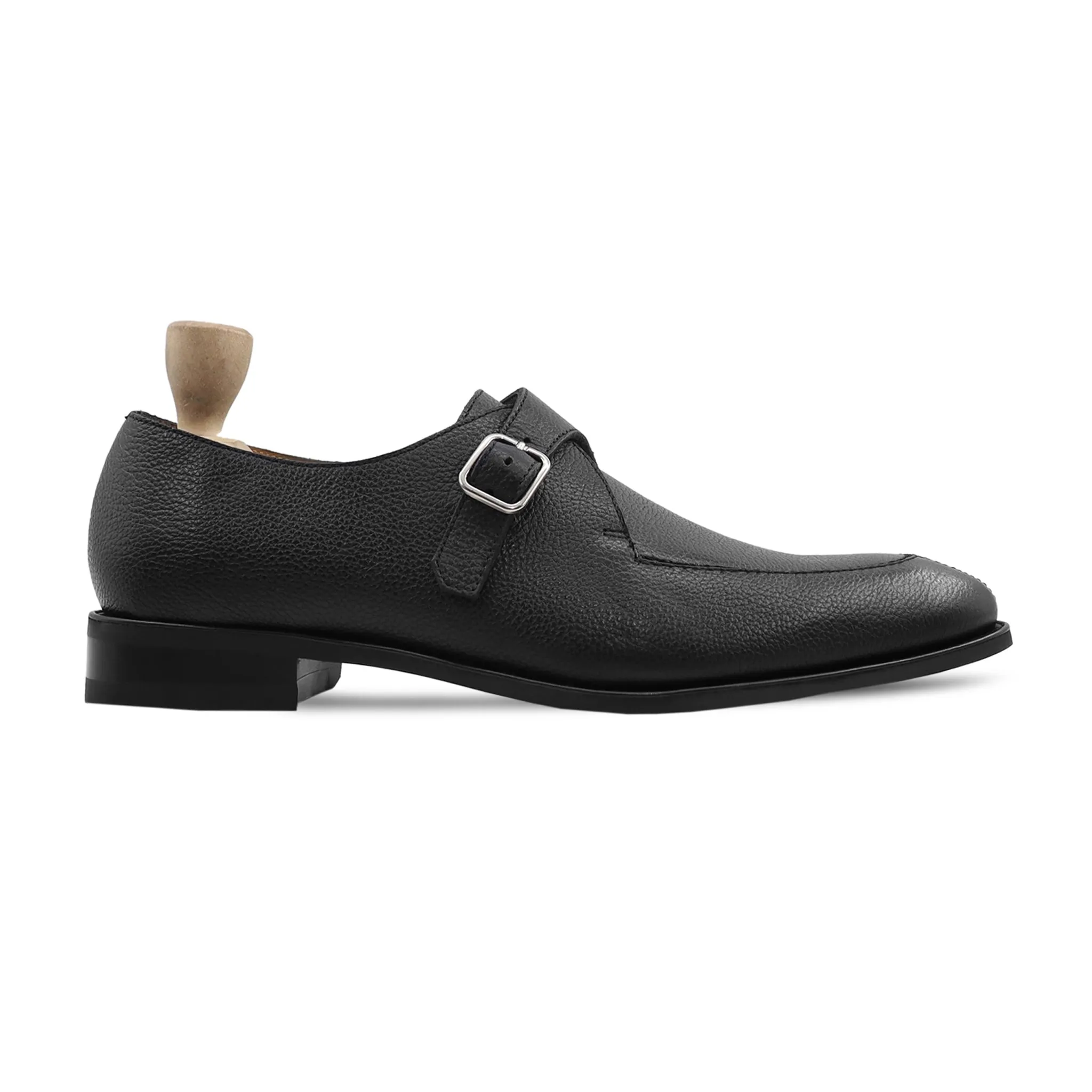 Selfoss - Men's Black Pebble Grain Single Monkstrap Shoe