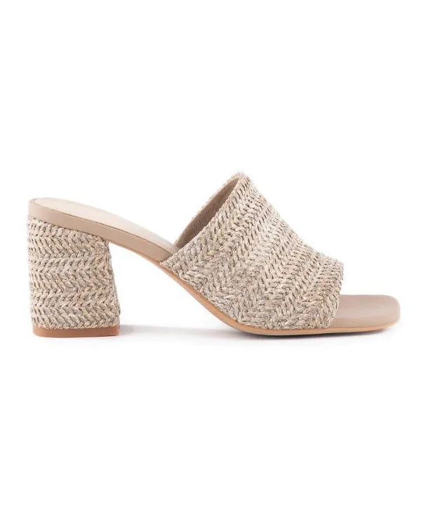 Seychelles Adapt Block Heel Mule - Taupe Raffia