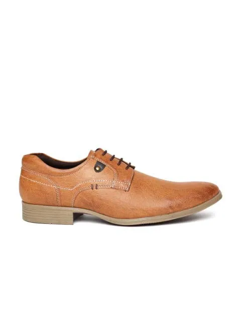 Tan Stitched Derby Casual Shoes