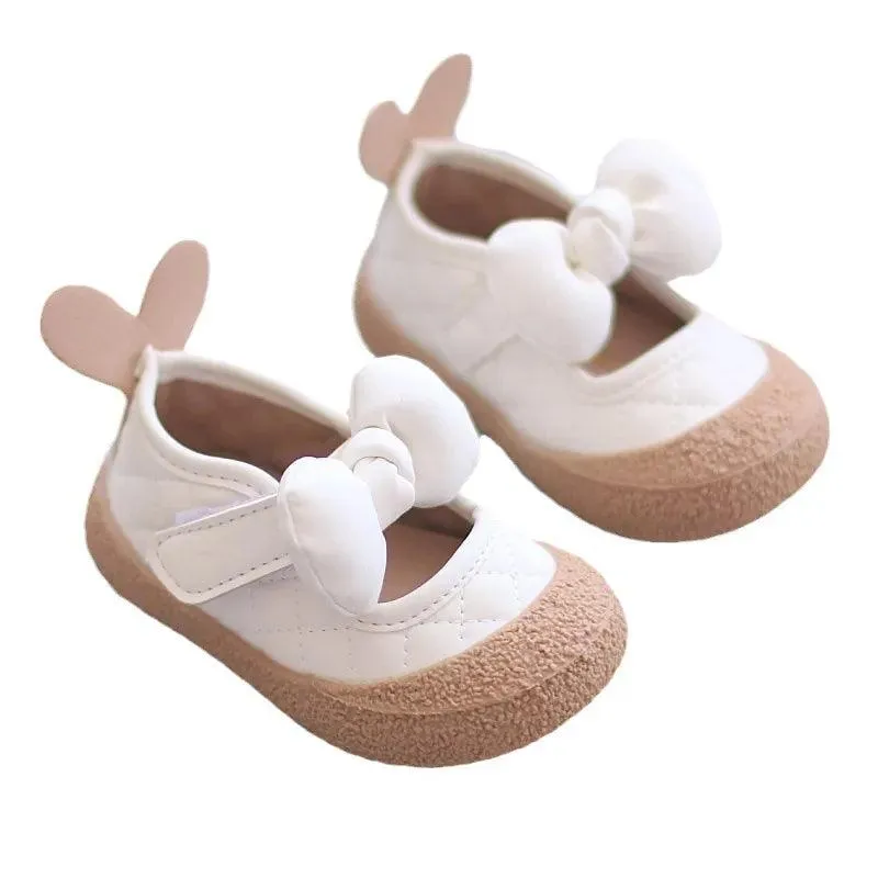 TF404 Toddler Girl Casual Shoes with Rabbit Ears: Soft Bottom, Flat