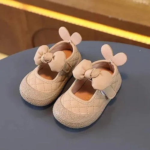 TF404 Toddler Girl Casual Shoes with Rabbit Ears: Soft Bottom, Flat