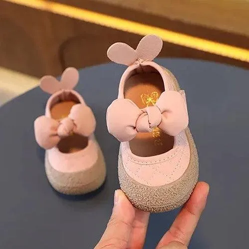 TF404 Toddler Girl Casual Shoes with Rabbit Ears: Soft Bottom, Flat