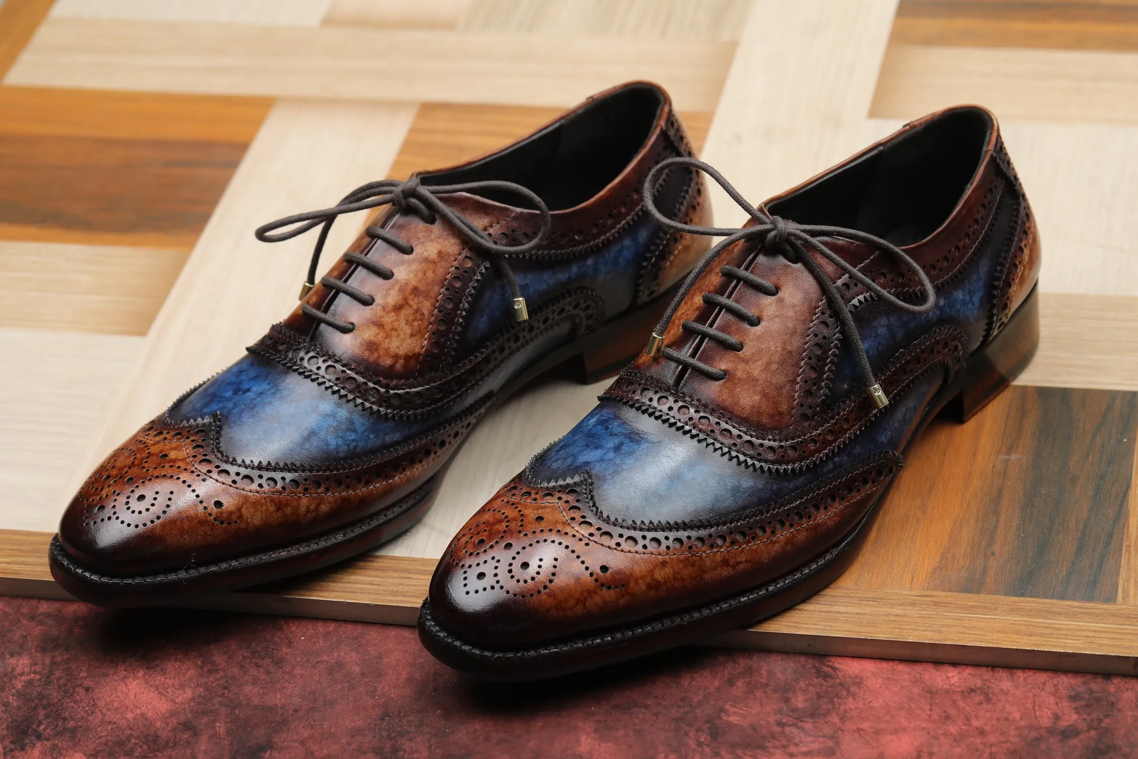 Wingtip Brogue Oxford- Brown & Blue