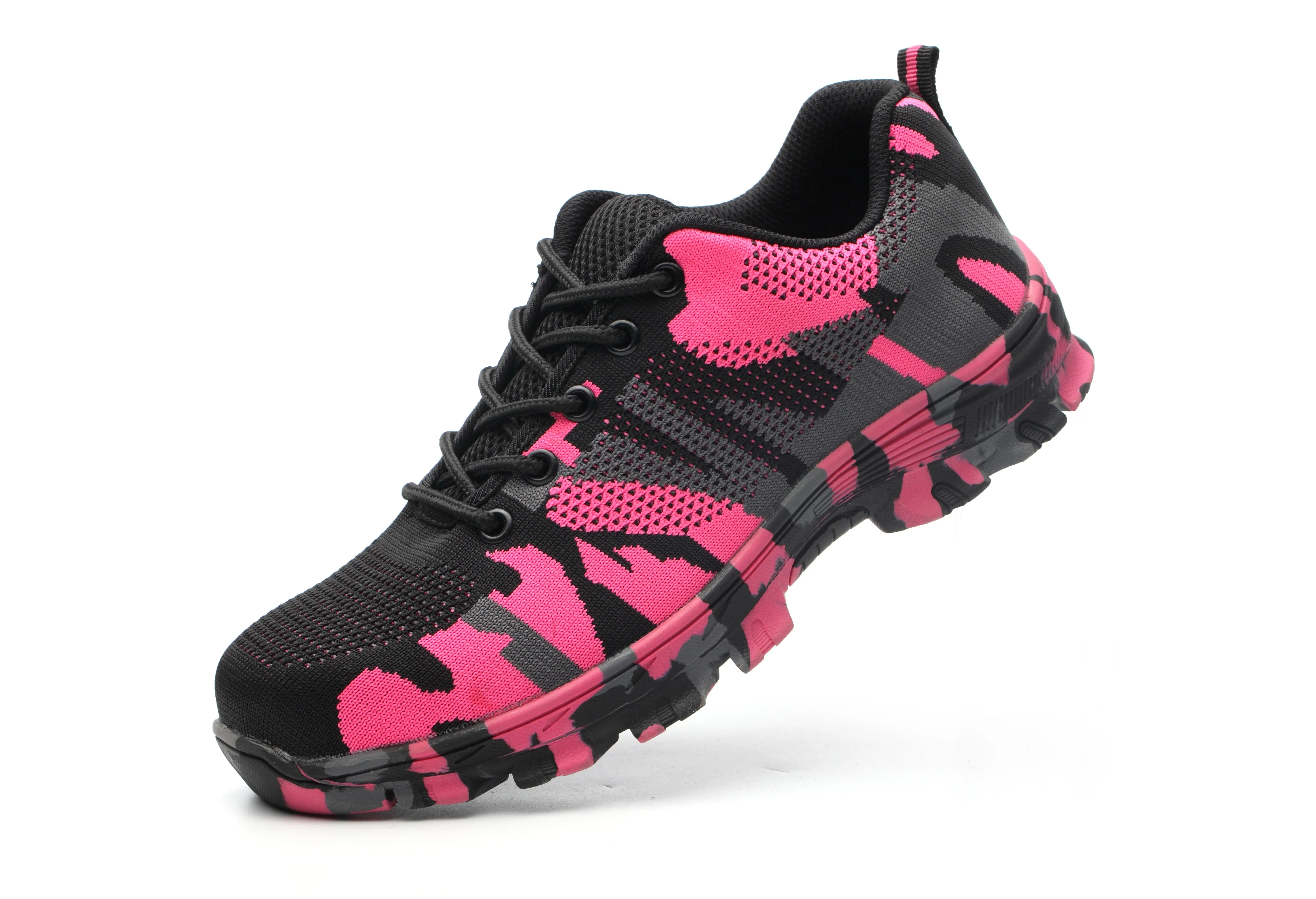 YSK 526: Camo Steel Toe Fashion Shoes (Pink)