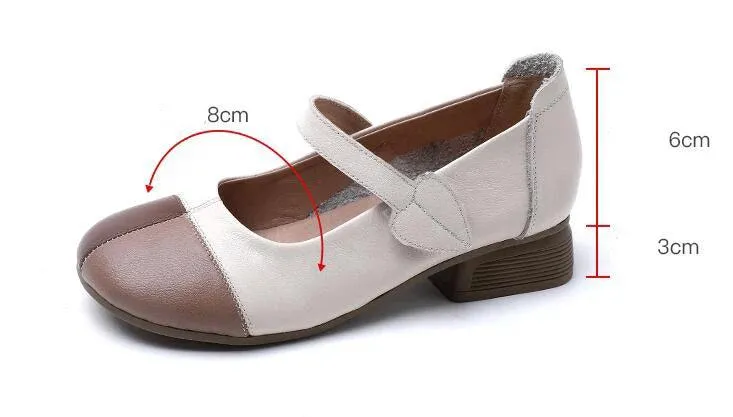 YY6198 Women's Low Heel Casual Shoes in Mixed Colors Leather