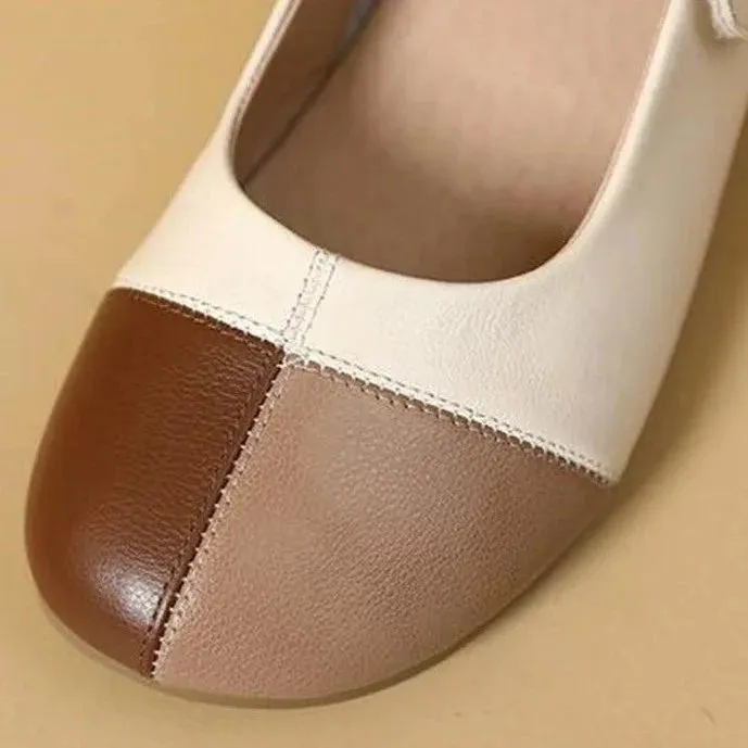 YY6198 Women's Low Heel Casual Shoes in Mixed Colors Leather